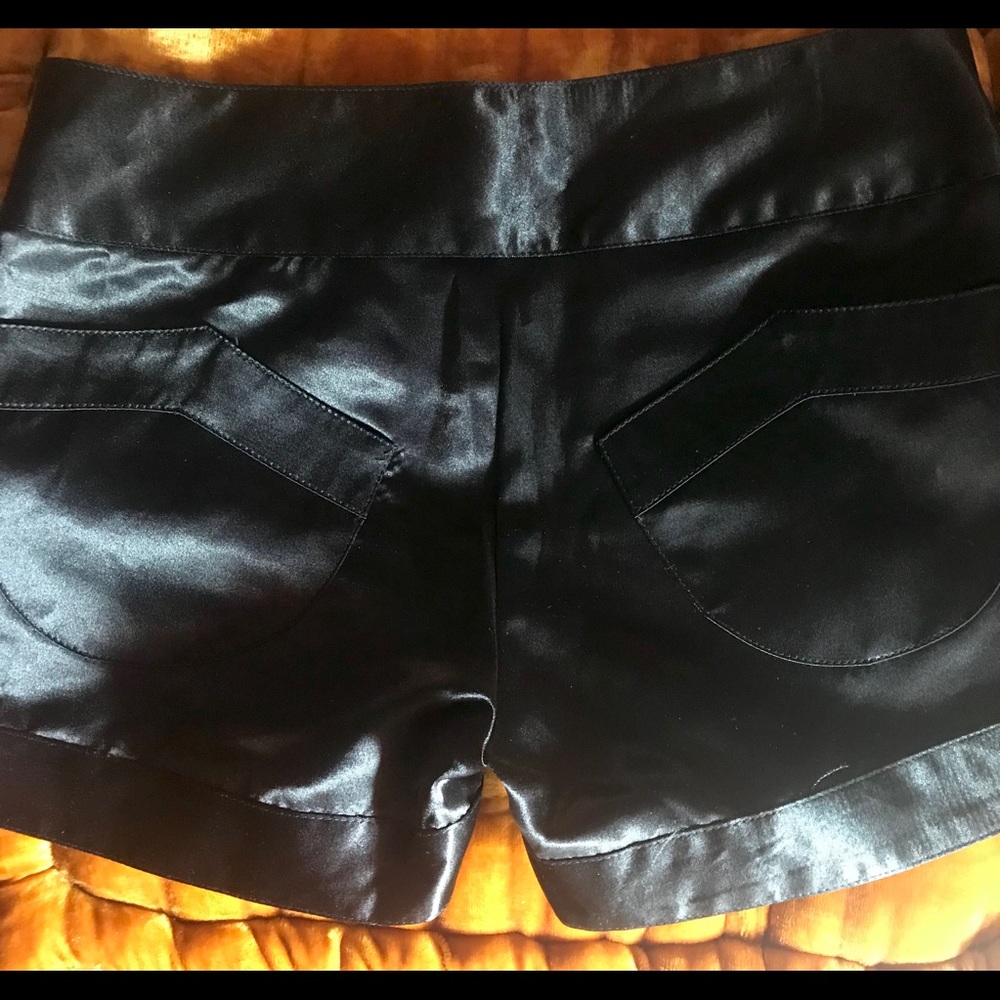 BLACK SATIN BOY SHORTS